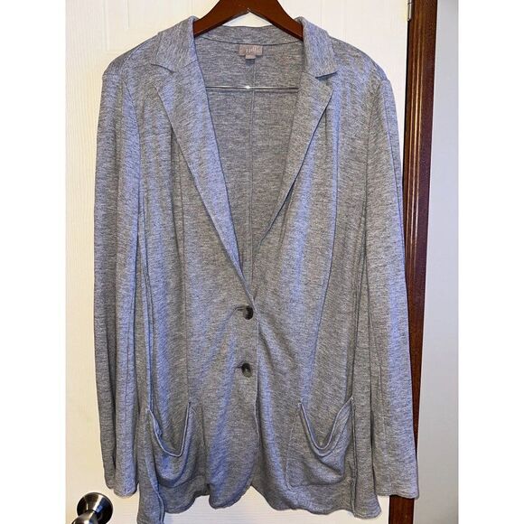 J. Jill Wool Gray Blend Lightweight Blazer Jacket  Size XL - Picture 1 of 16